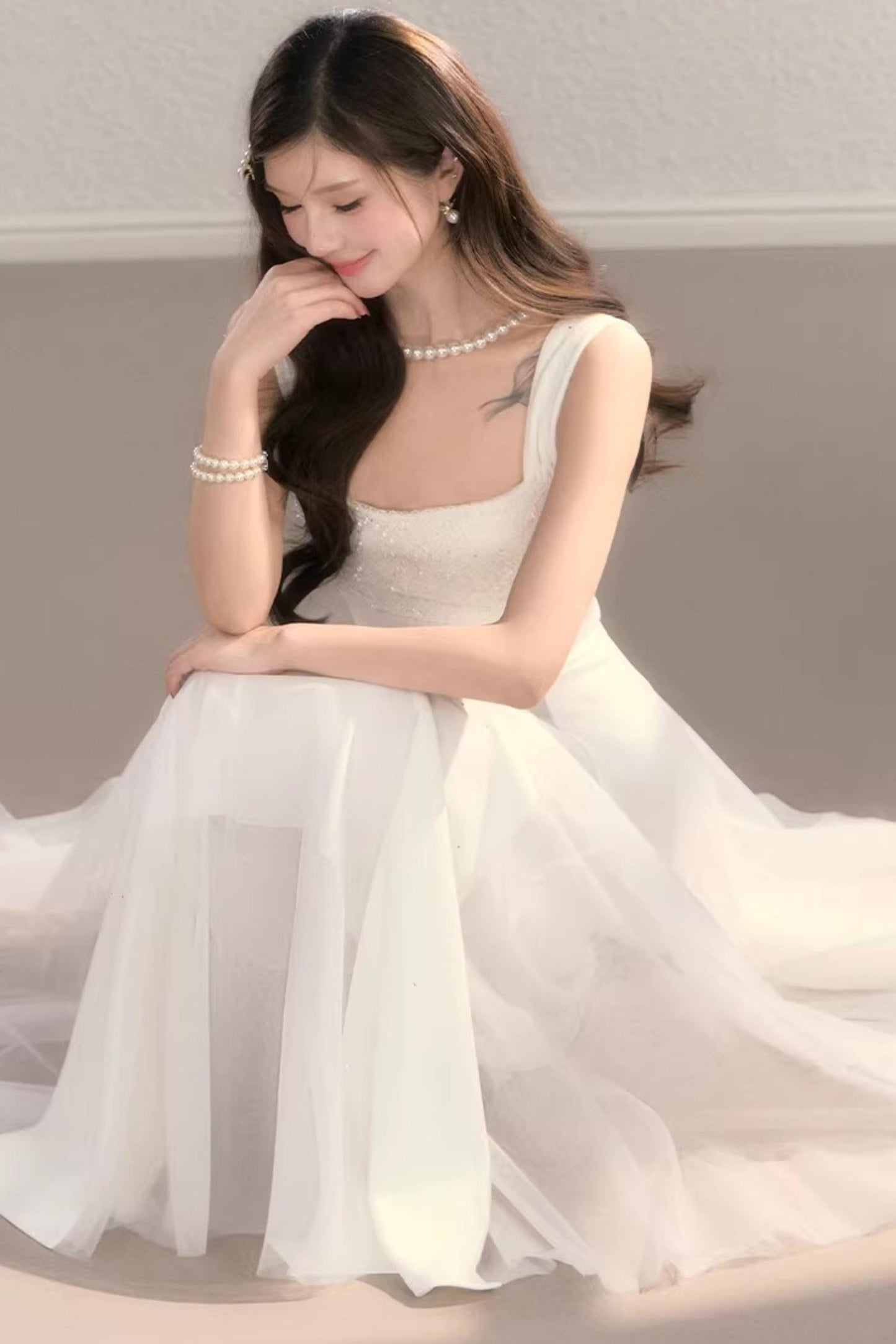 White Moonlight Suspender Dress