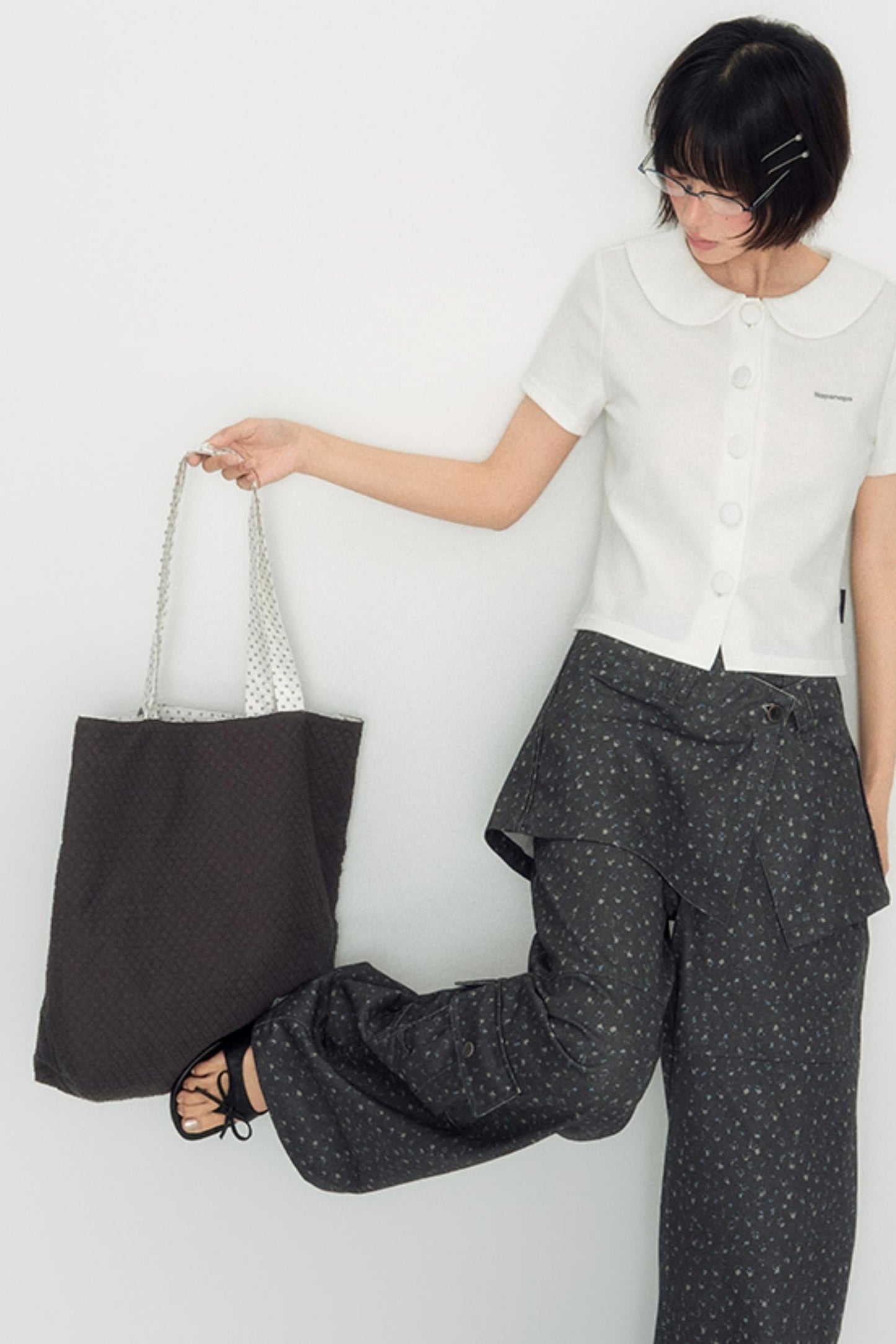 Vintage Polka Dot Canvas Shoulder Bag