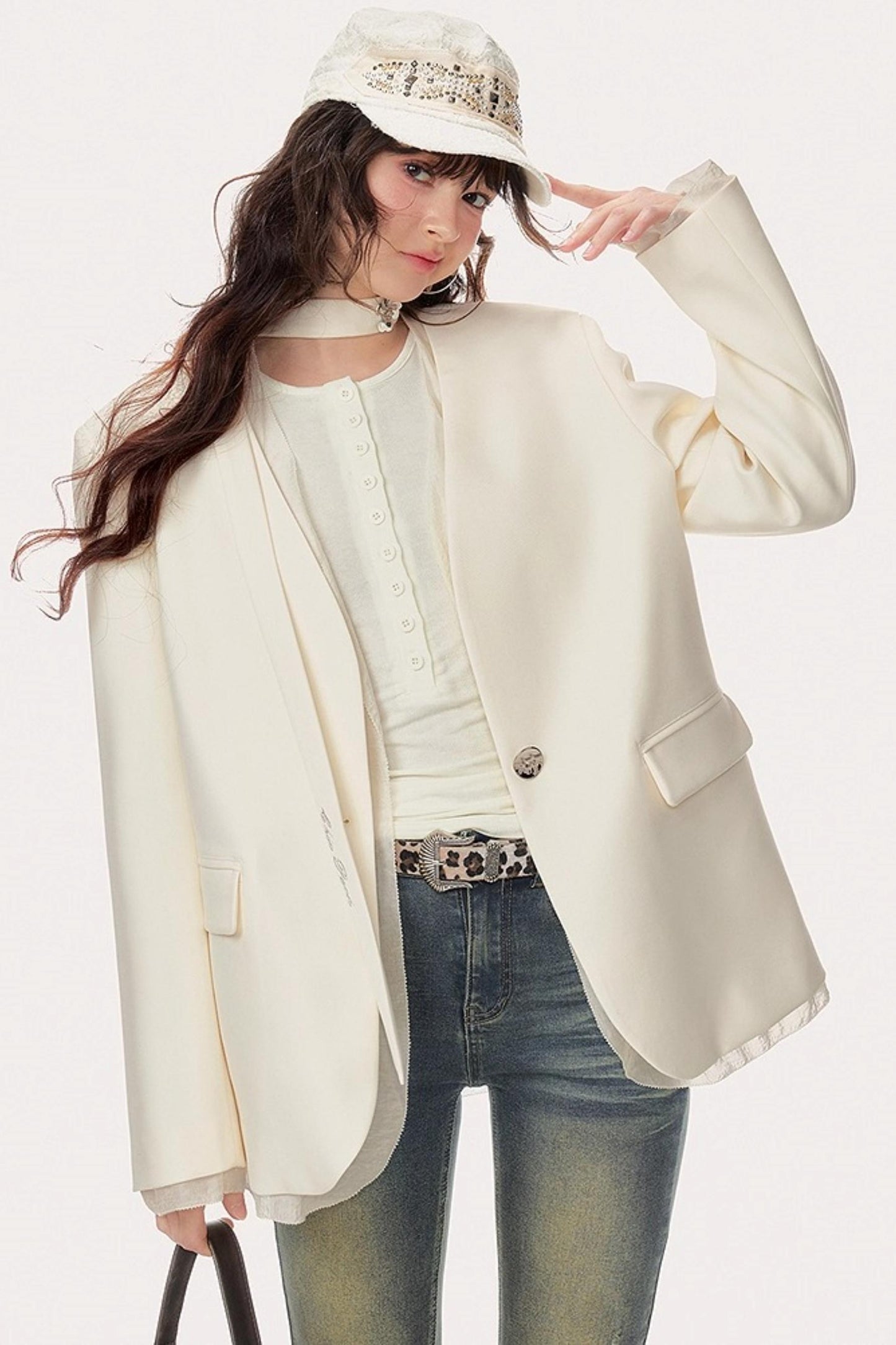 Shoulder Padded Streamline Blazer