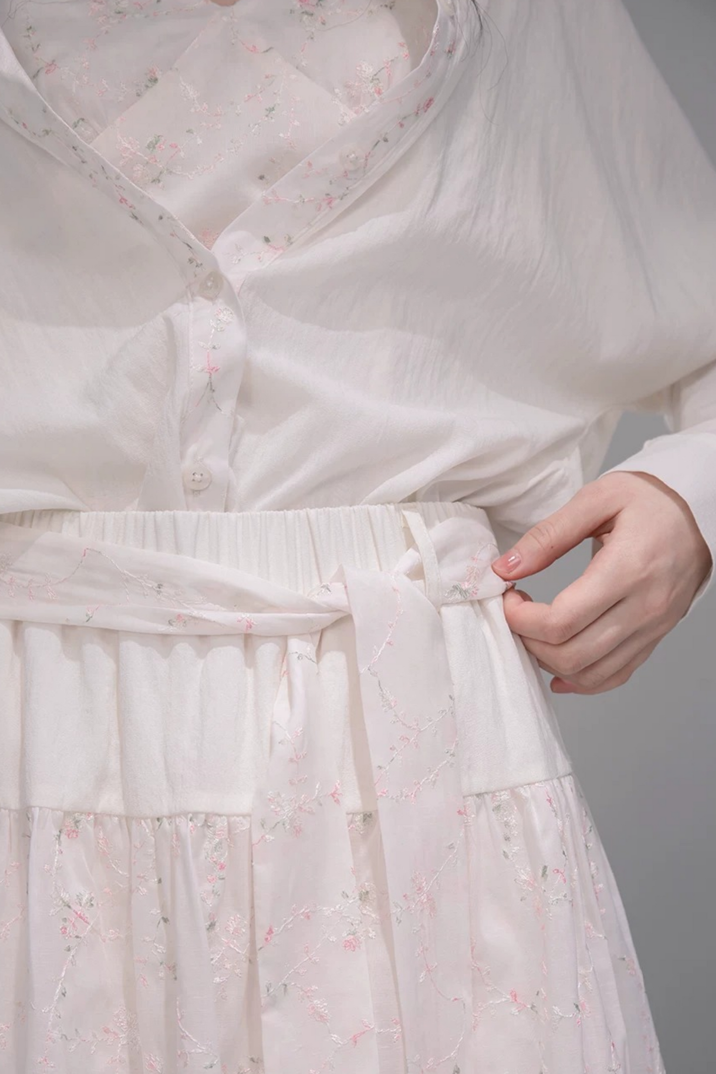Completo Camicia e Gonna Ricamata in Lyocell