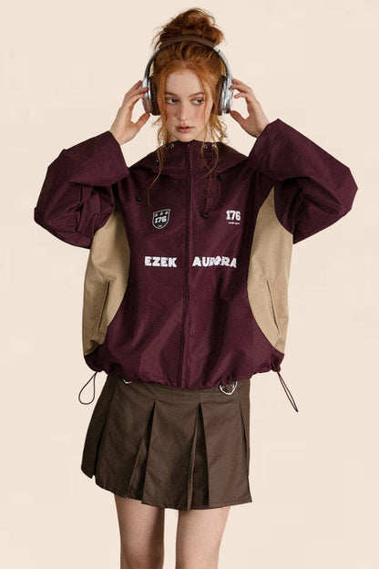 American Retro Contrasting Stitching Outdoor Jacket