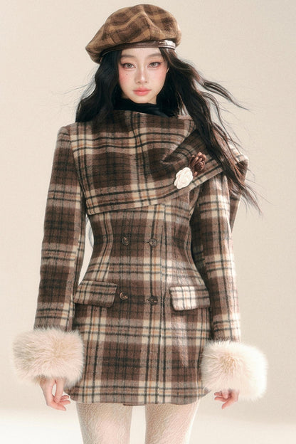 Korean Checked Woolen Jacket