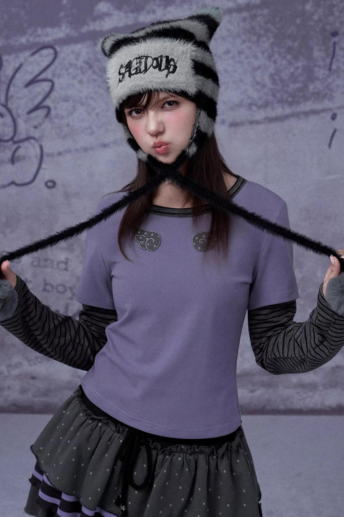 Black and Purple Two-Piece Top