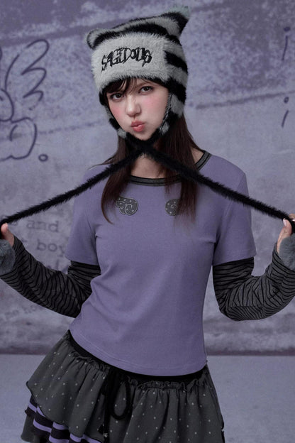 Black and Purple Two-Piece Top