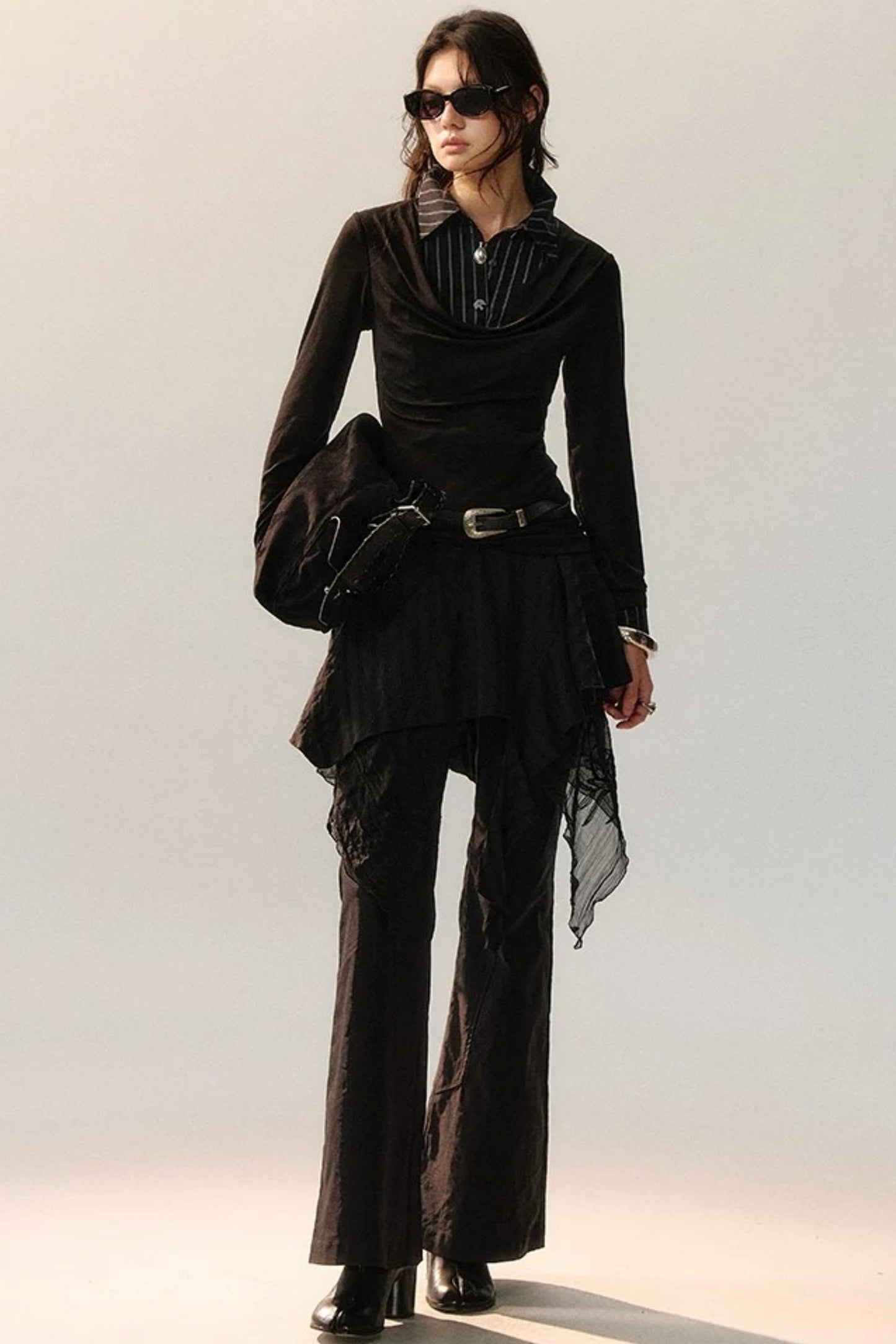 Pantalon Irrégulier à Dentelle Détachable