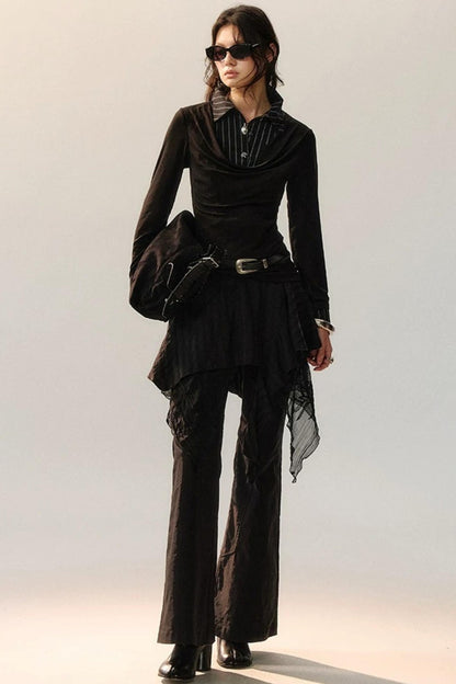 Pantalon Irrégulier à Dentelle Détachable