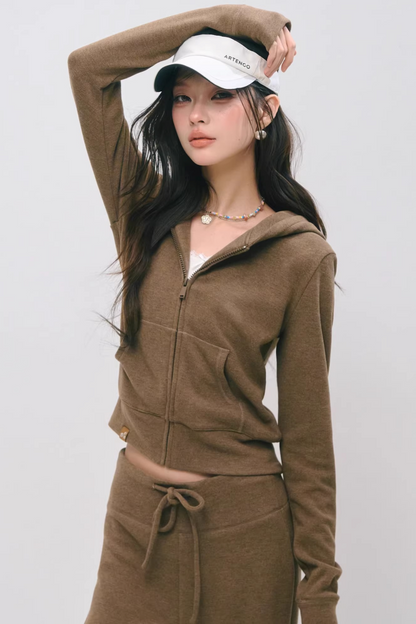 Cloud-Velvet Hooded Sweatshirt Set