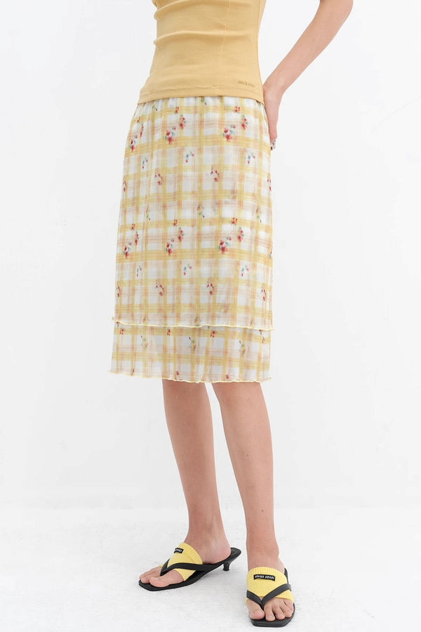 Vibrant Floral Mesh Skirt