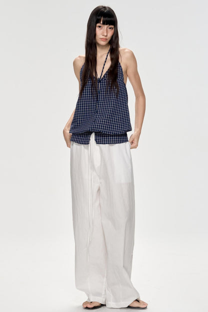 Backless Plaid Tank Top