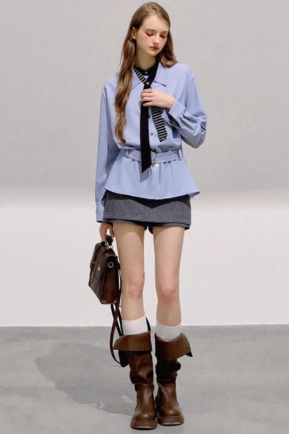 Mint Blue Striped Tunic Shirt