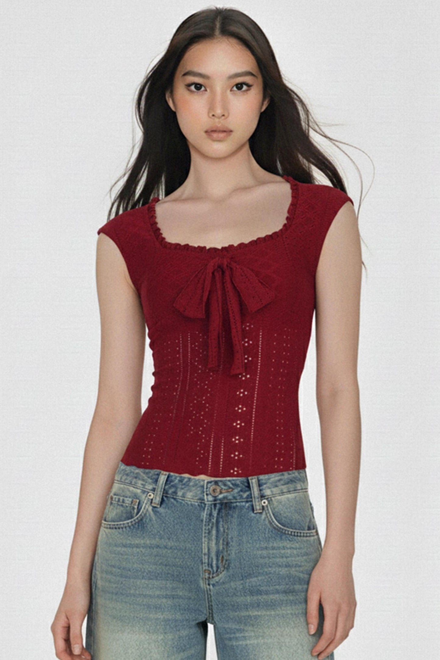 Square Neck Ruffled Vest
