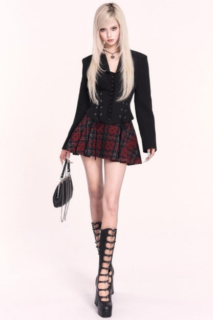 Slimming Black Lace-Up Blazer