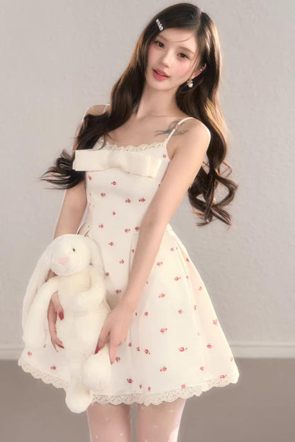 Bow Print Strap Dress