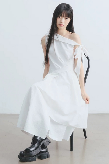 Thin Smoke Camellia A-Line Dress