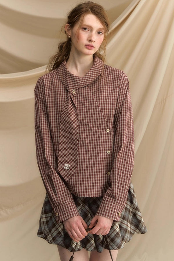 Relaxed Diagonal Plaid Shirt