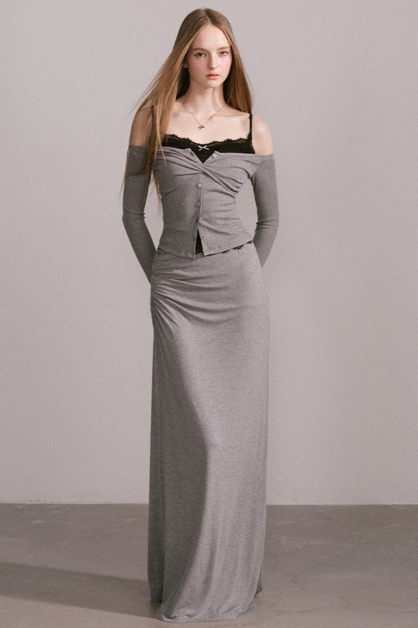 Luxury Grey Lace Top