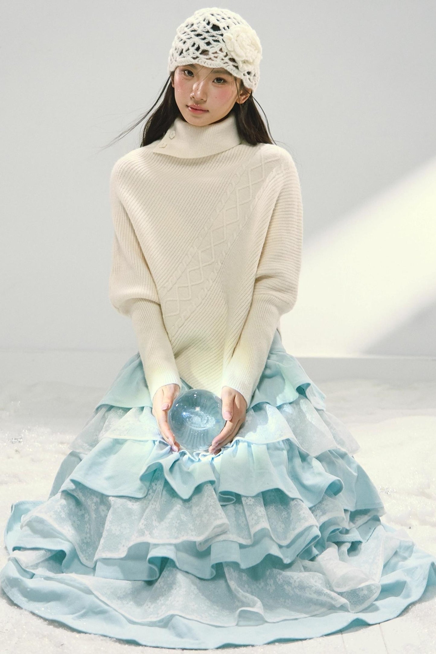 Lace Patchwork Puffy Skirt