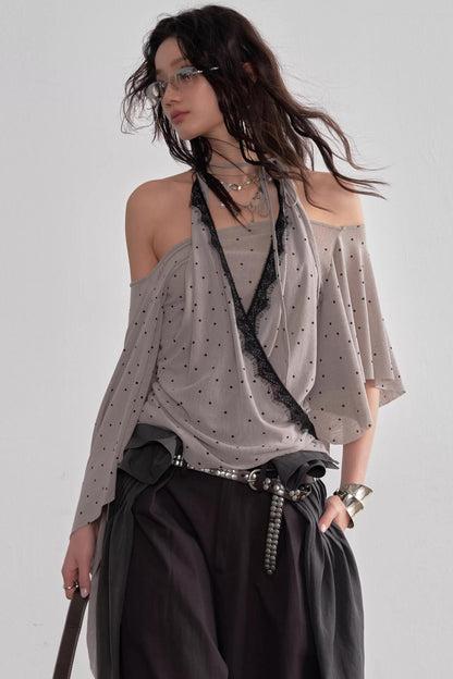 Asymmetrical Polka Dot Top