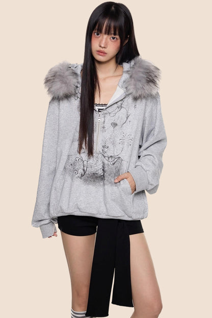 Graphic Print Luxury Hoodie Top