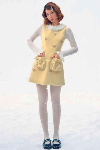 Embroidered Floral Wool Dress