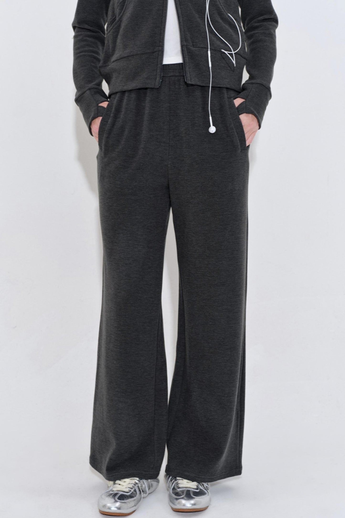 Elastic Waist Wool Blend Slacks
