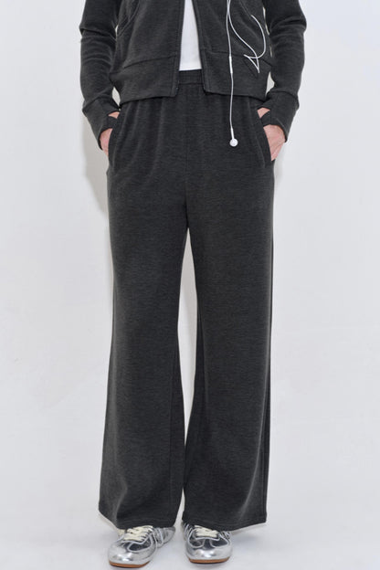 Elastic Waist Wool Blend Slacks