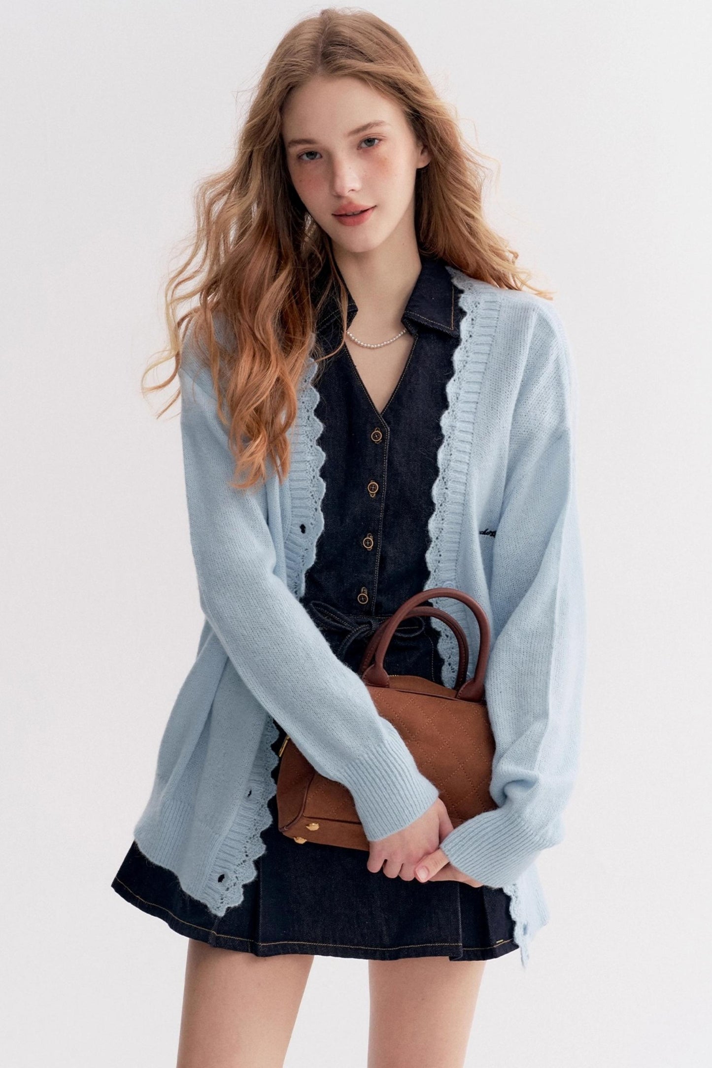 Lazy Cotton V-Neck Denim A-Line Dress