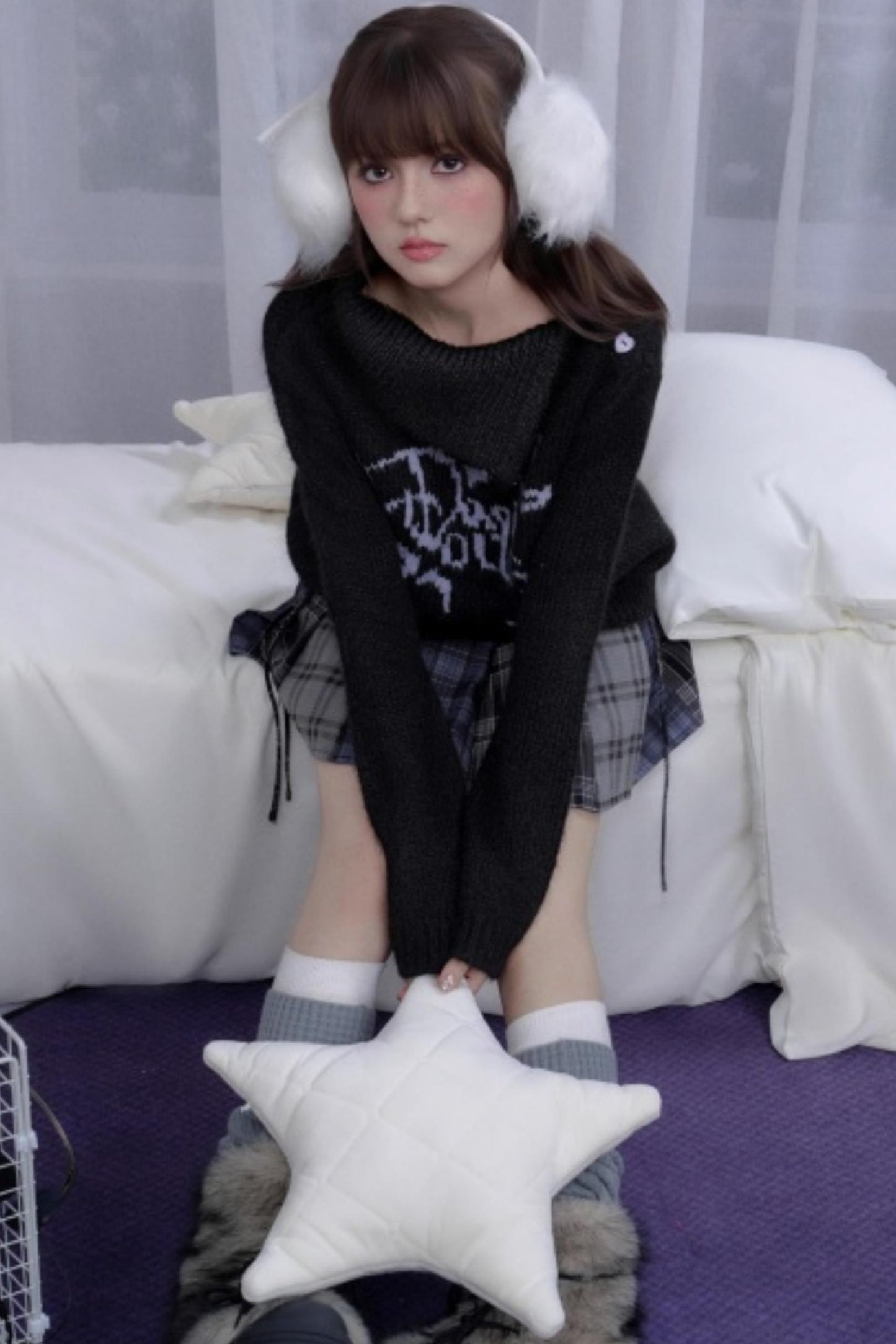 High-Necked Jacquard Sweater