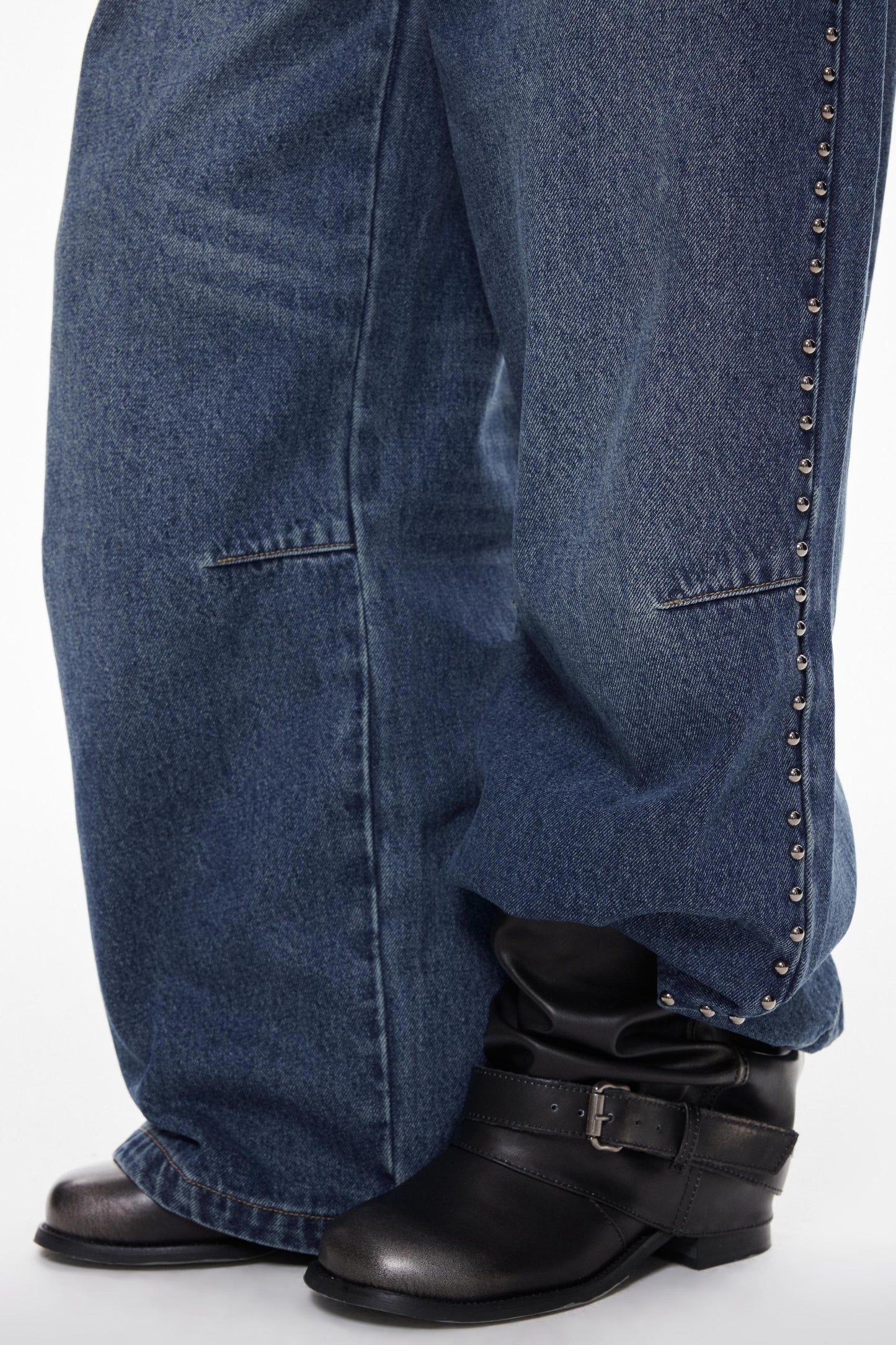 Vintage Blue Beaded Wide-Leg Jeans