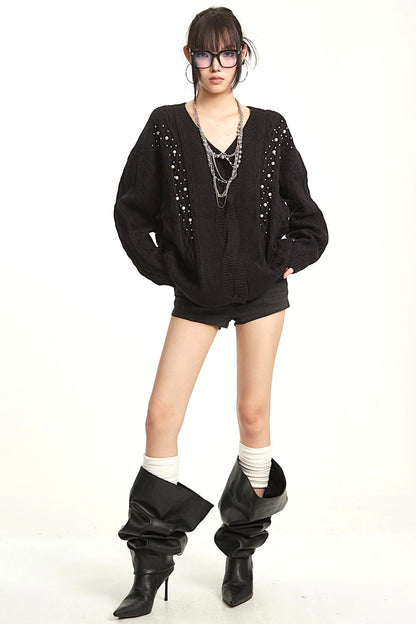 Vintage Gray V-Neck Top