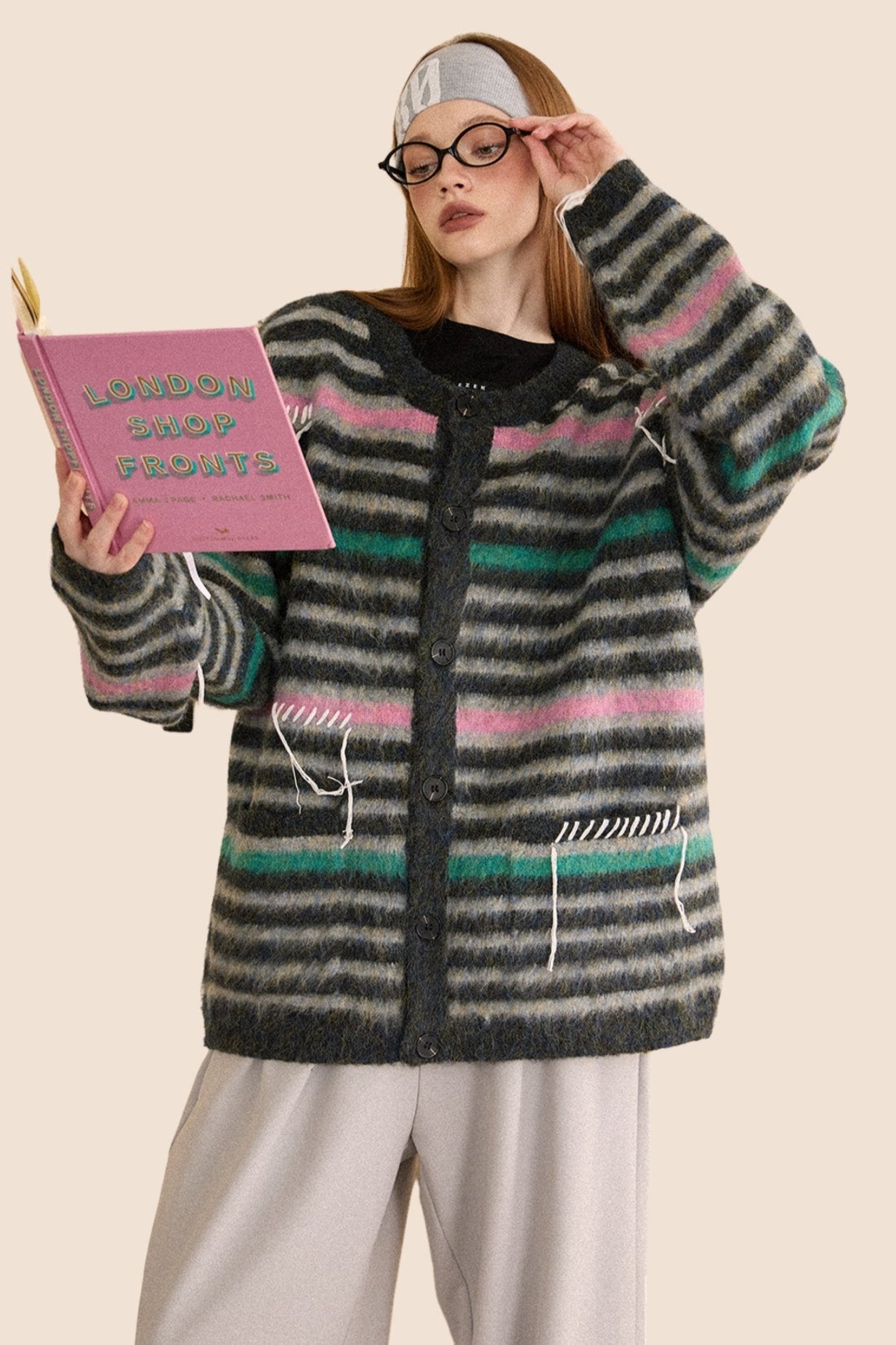 Vintage Wool Stripe Knitted Cardigan