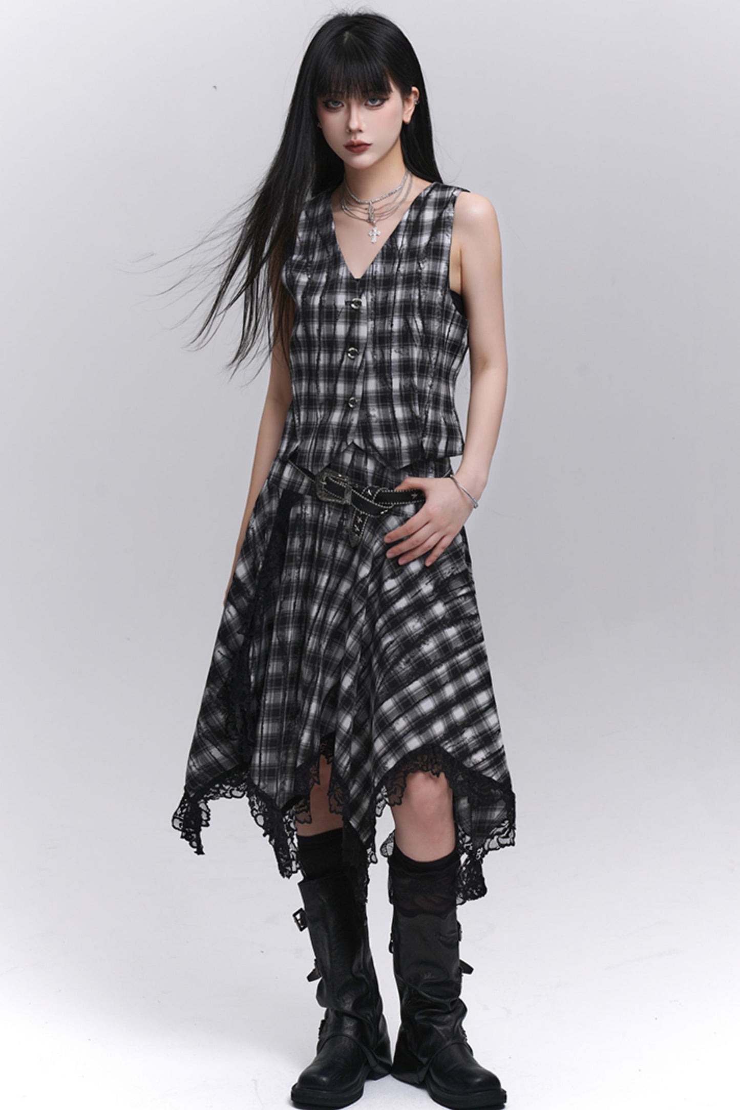 Summer Plaid Bustier Skirt Set-Up