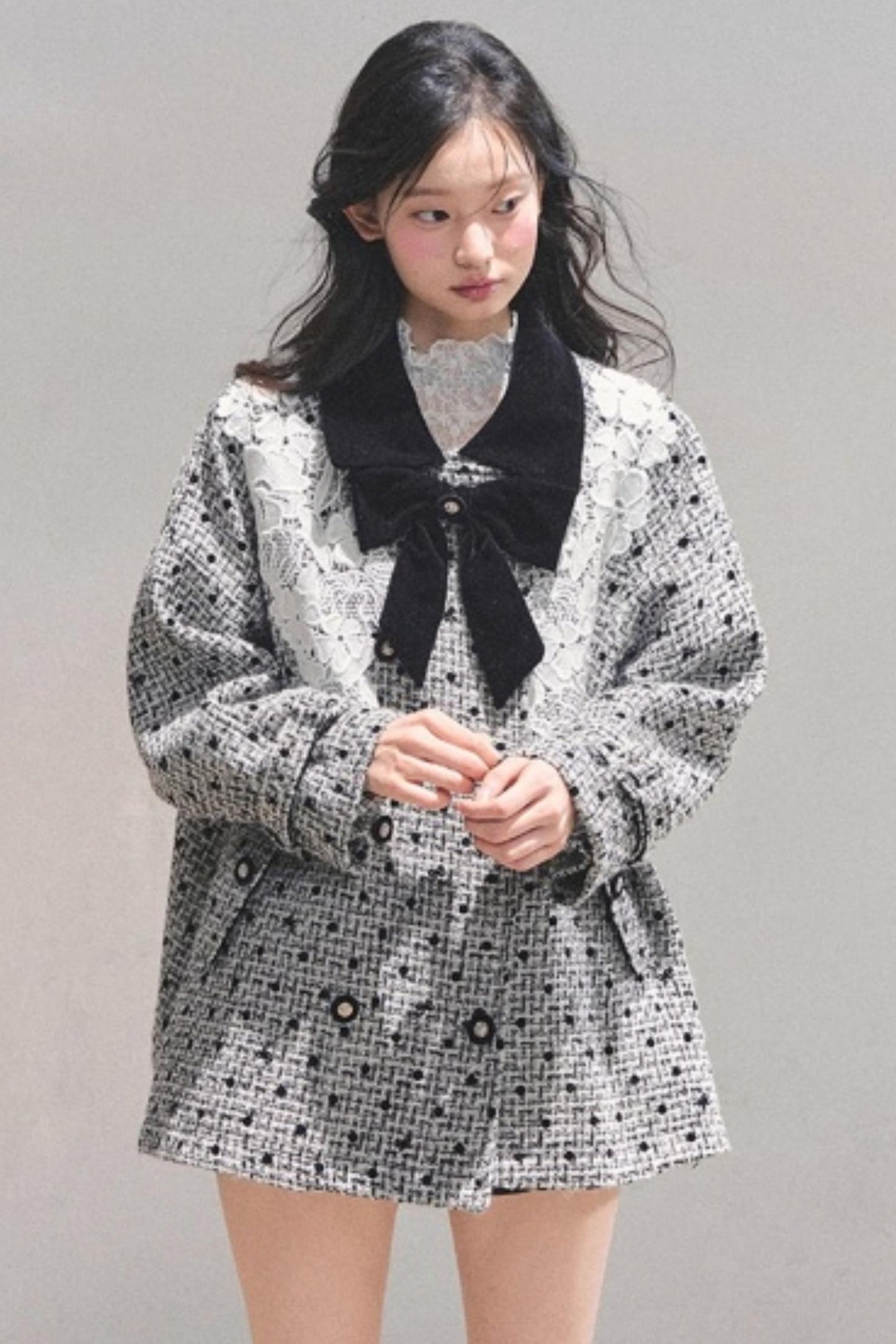 Lace Plaid Winter Coat