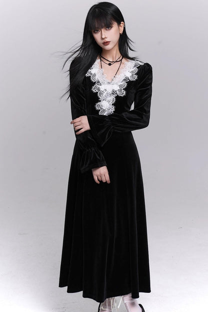 Black Velvet Winter Dress