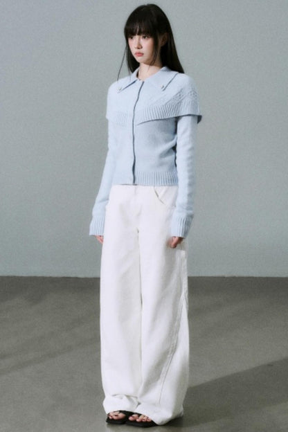 White Cotton Denim Pants