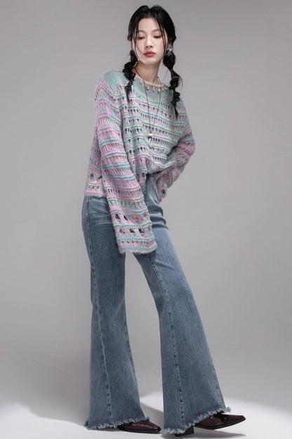 Sea Foam Wool Knit Pullover Top