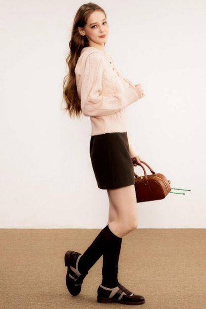 Three-Dimensional Cable Knit Hooded Sweater