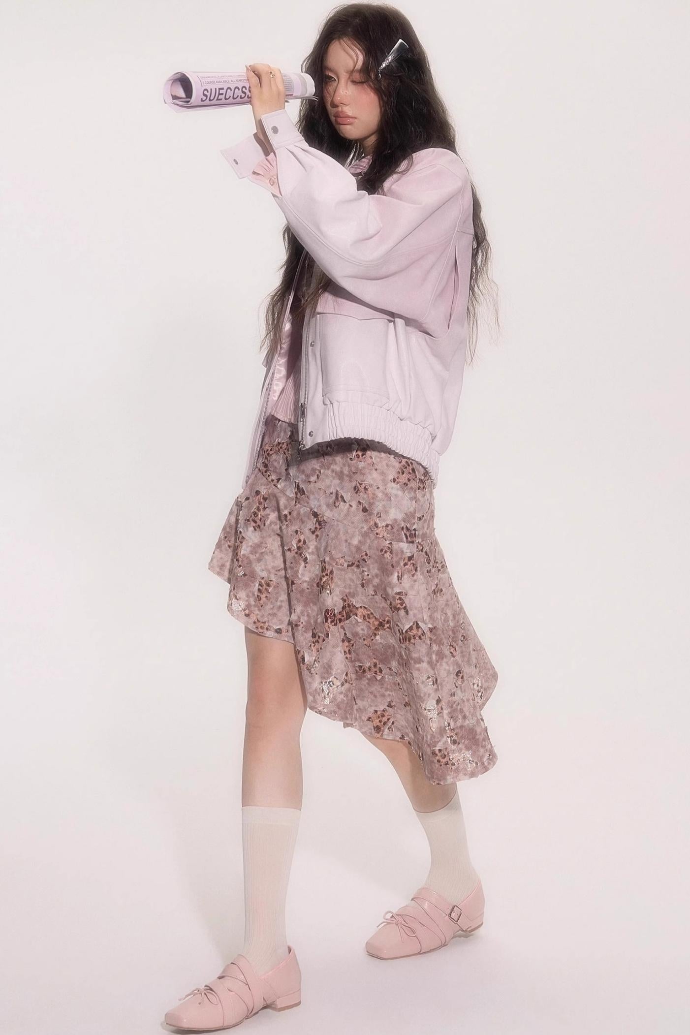 Pink Gradient Burst Leather Jacket