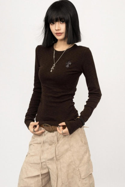 Retro Black Slim-Fitting Top