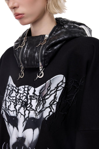 Cat Star Embroidery Sweatshirt