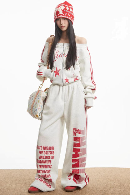 Spicy Girl Off-Shoulder Sweatshirt Set-Up