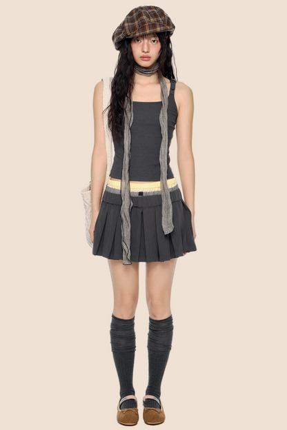 Square Collar Belted Camisole Top