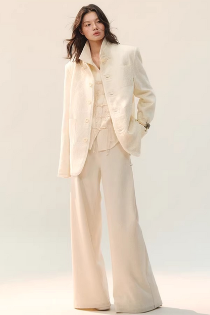 Pantalon large drapé à nouer sur le côté