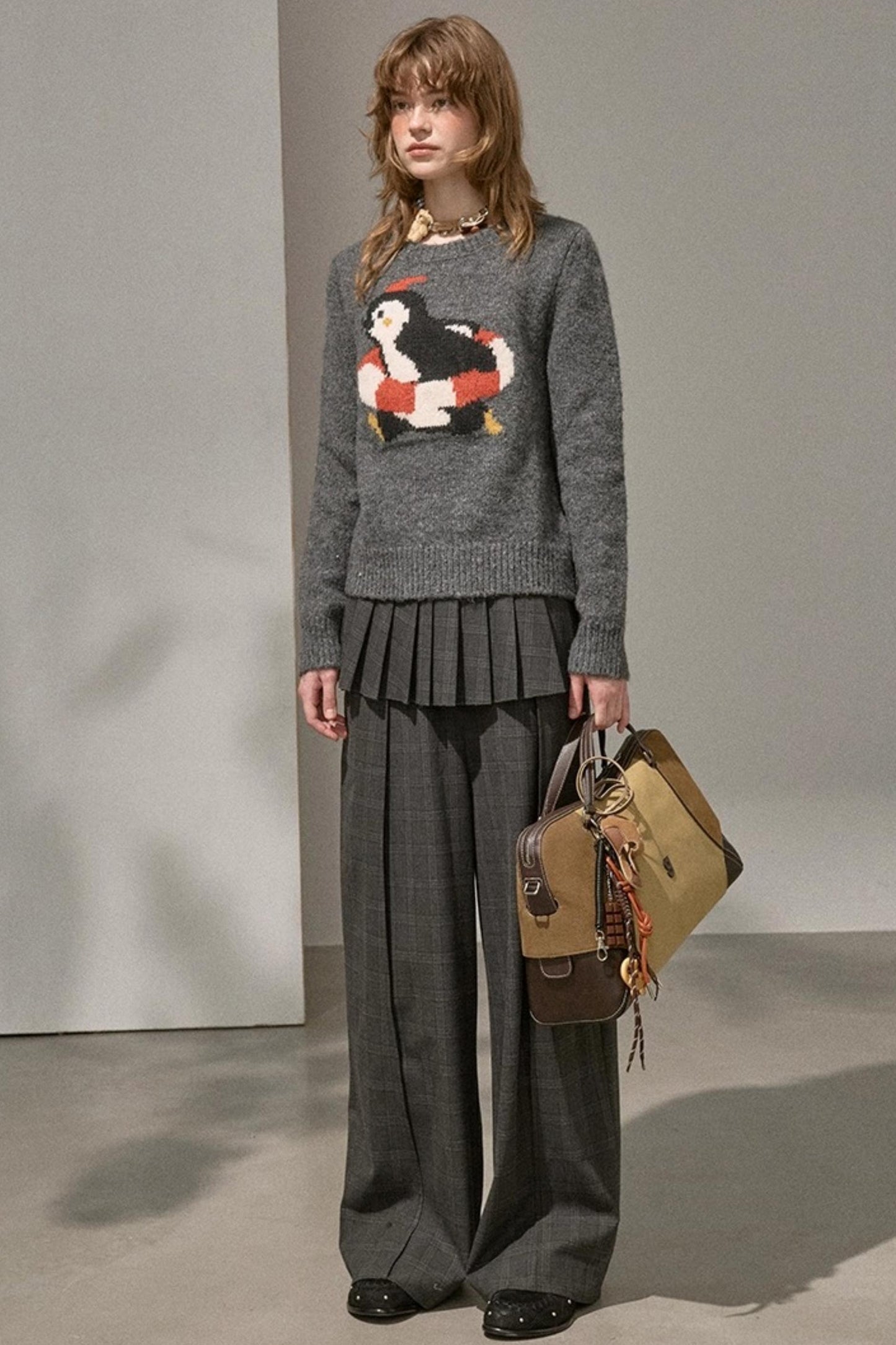 Vintage Penguin Jacquard Crew Neck Sweater