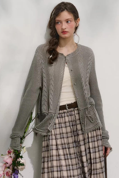 Cotton Lace Plaid Skirt