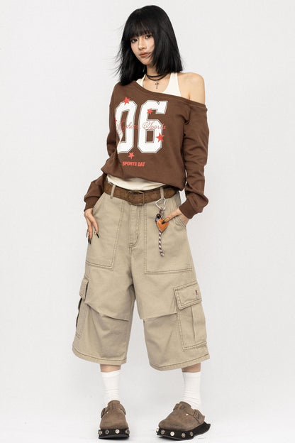 American Vintage Slanted Shoulder Loose Sweatshirt