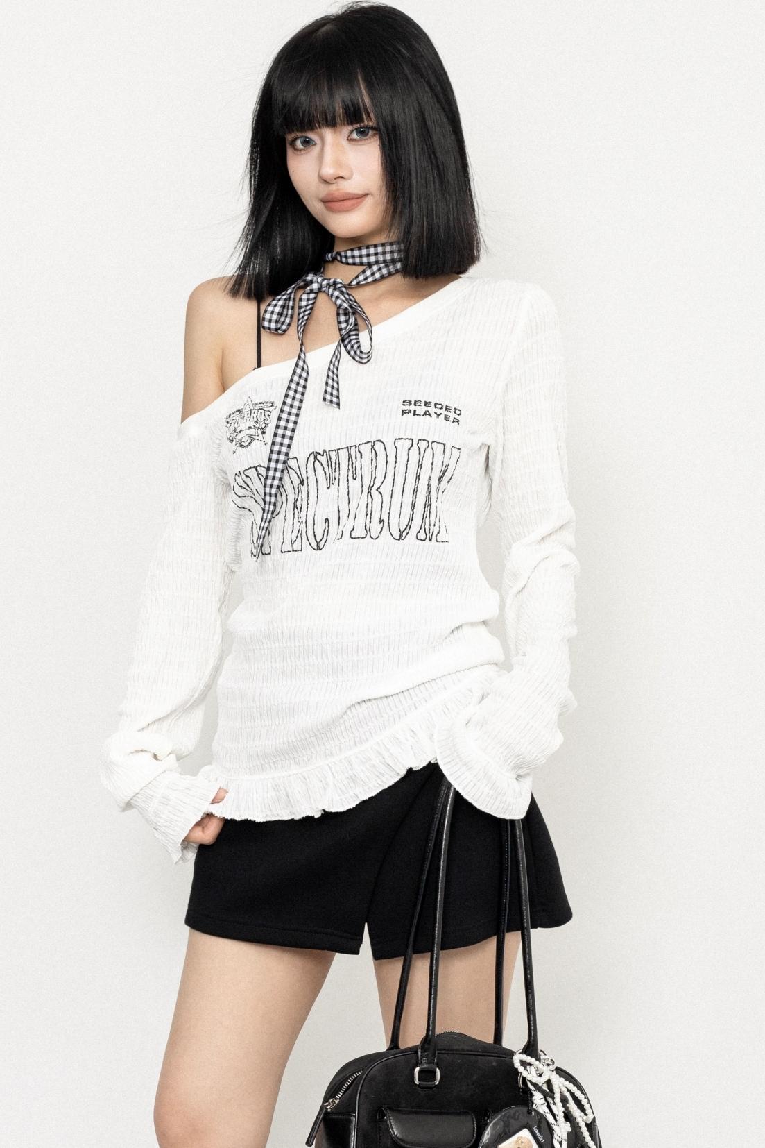 SLANTED SHOULDER FULL SLEEVE TOP