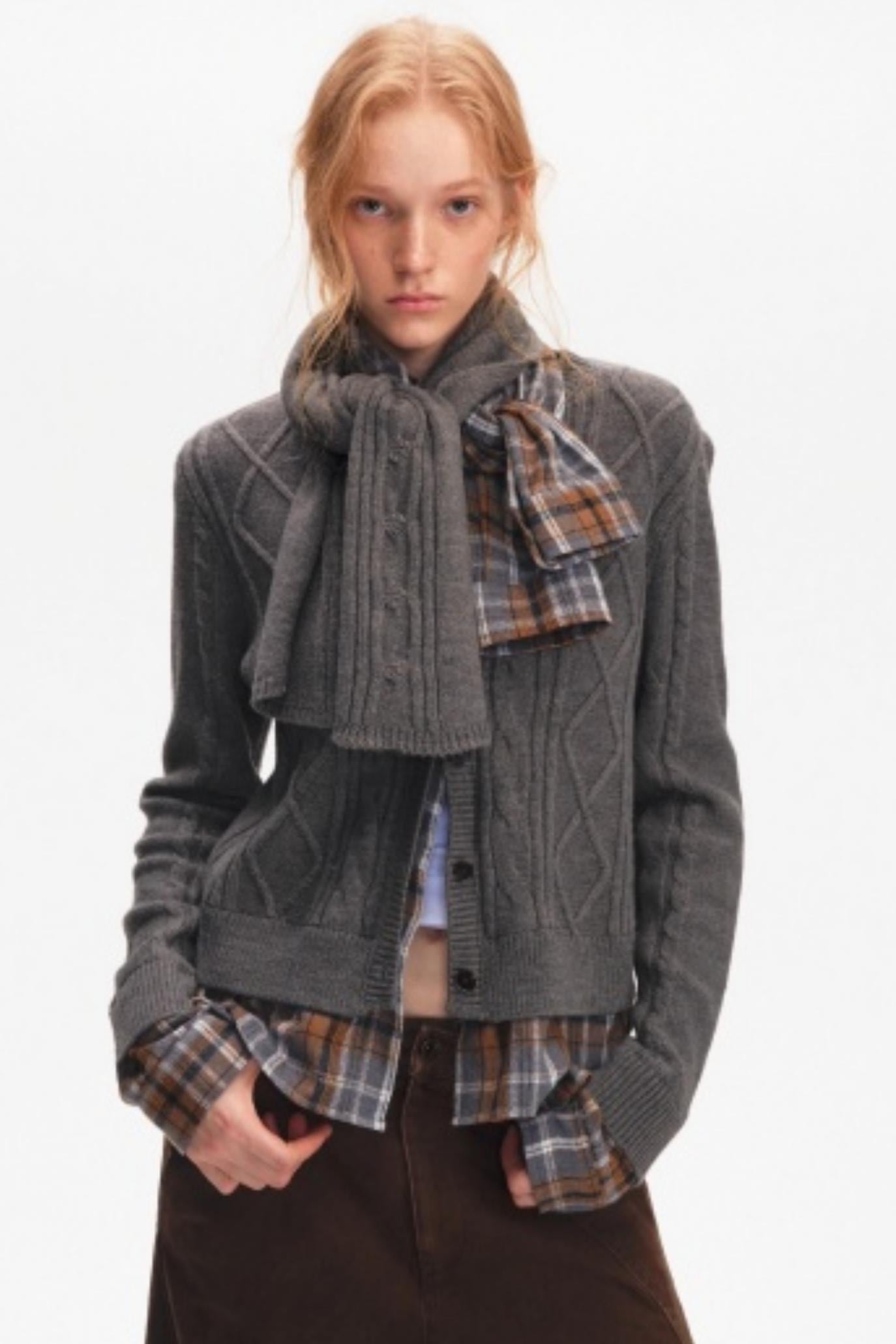 Wool Twist Cardigan Sweater Set-Up