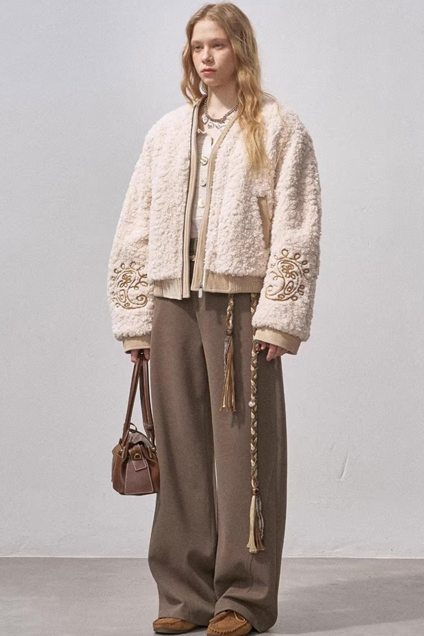 Lamb Wool Paisley Parka Jacket