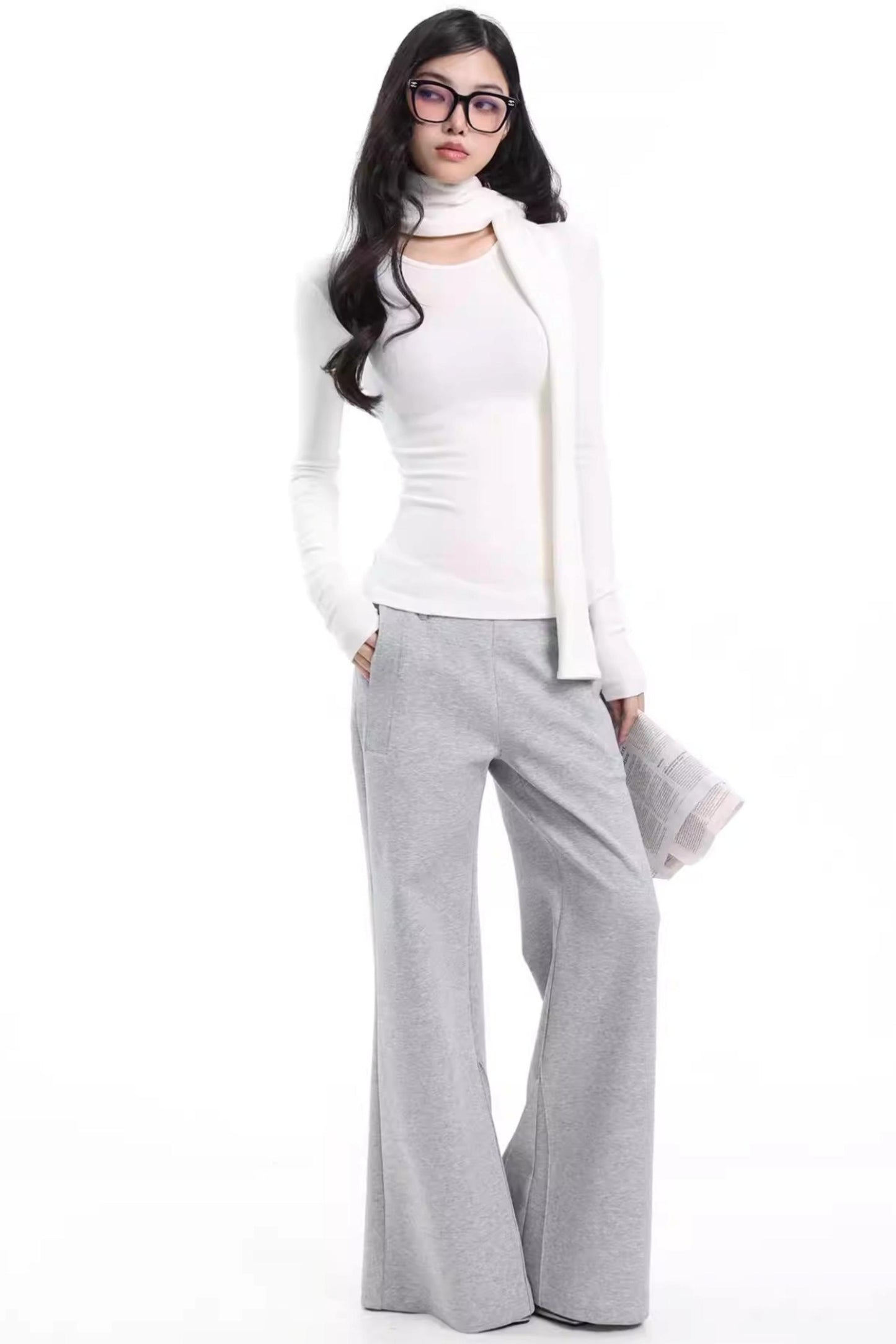 Retro Gray Flared Pants